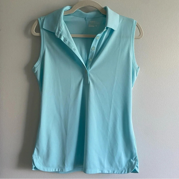 NIKE Golf Tour Performance  Aqua Blue Sleeveless Polo Tank Top Size M - Picture 2 of 8